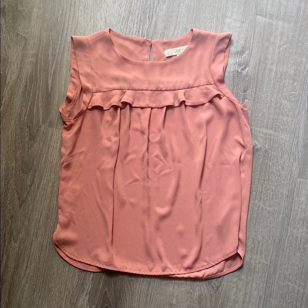 LOFT Pink Ruffled Blouse - Picture 2 of 4